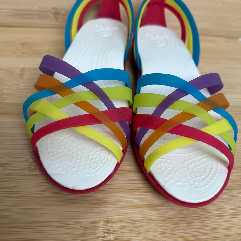 Crocs Isabella Rainbow Huarache Flat Jelly Sandal Women Size 7 Slip On - Picture 2 of 12